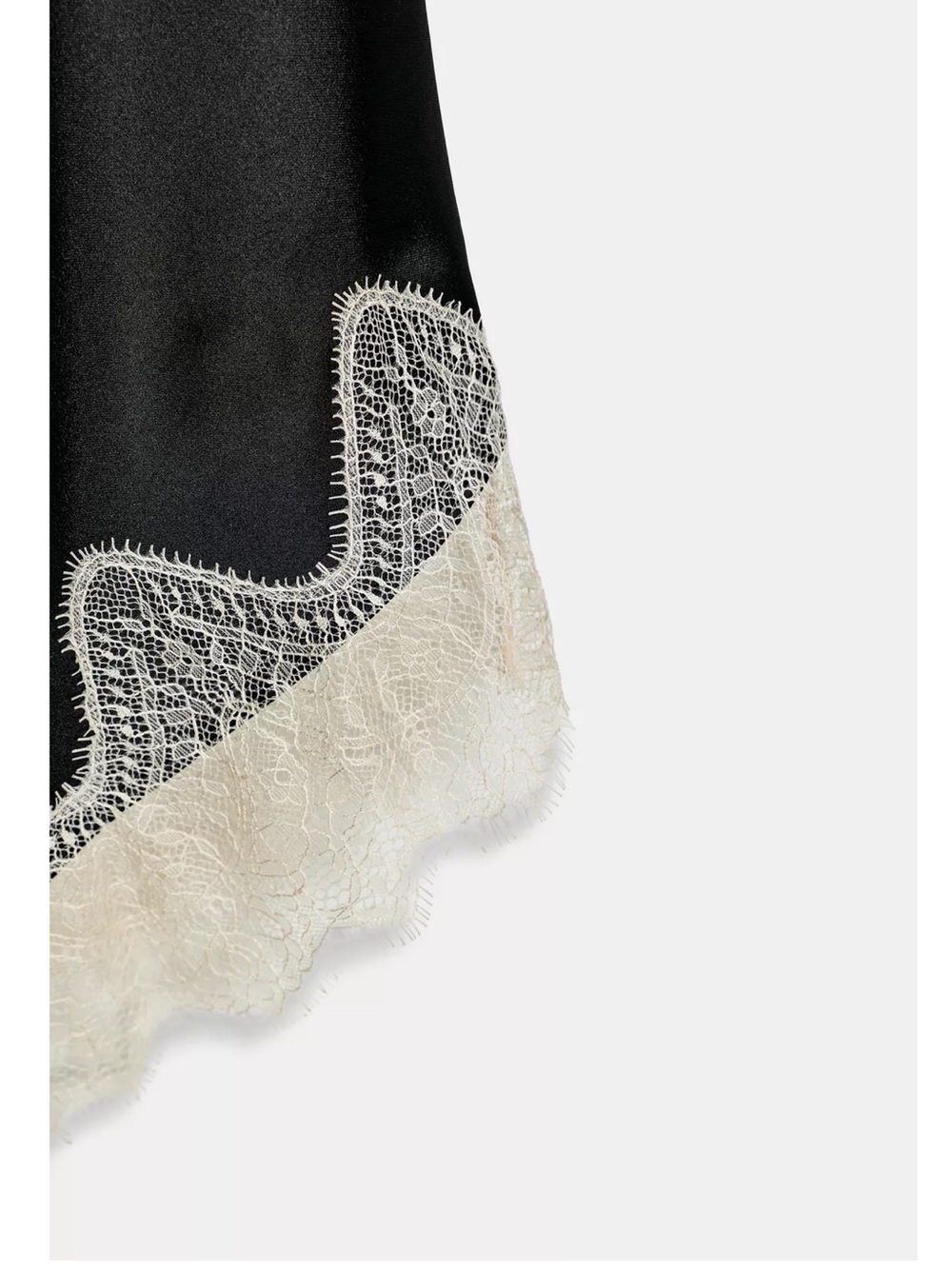 Zara Black Slip Dress with Cream Lace Asymmetrical Hem - Picture 6 of 10